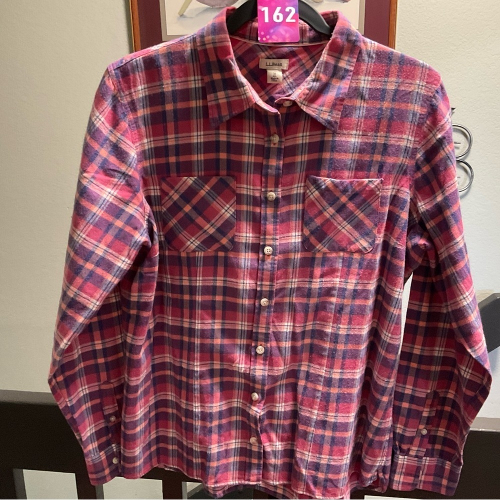 L.L. Bean Women's Plaid Button-Down Shirt - Red and Blue $162